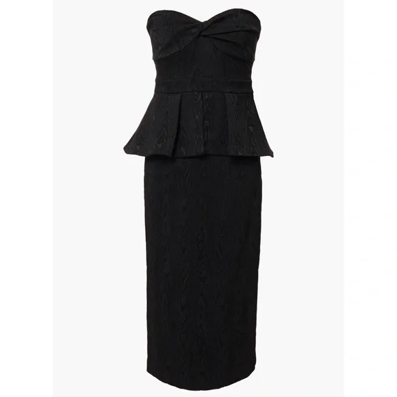 NWT Veronica Beard Allyson Black Strapless Jacquard Peplum Midi Dress Size 2 - Picture 4 of 13